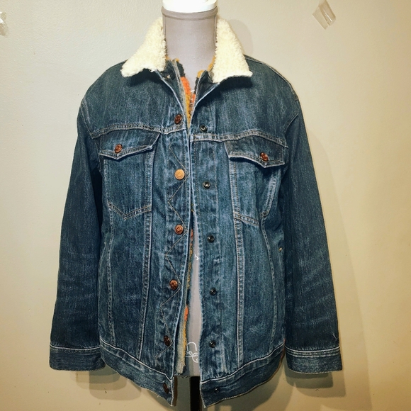Madewell x KULE Sherpa Denim Jean Jacket Oversized Limited Edition Size Small - Picture 11 of 12